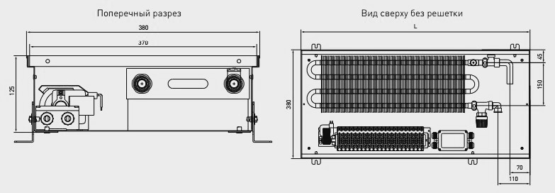 Схема внутрипольного конвектора Primoclima PCVM125 Схема внутрипольного конвектора Primoclima PCVM125