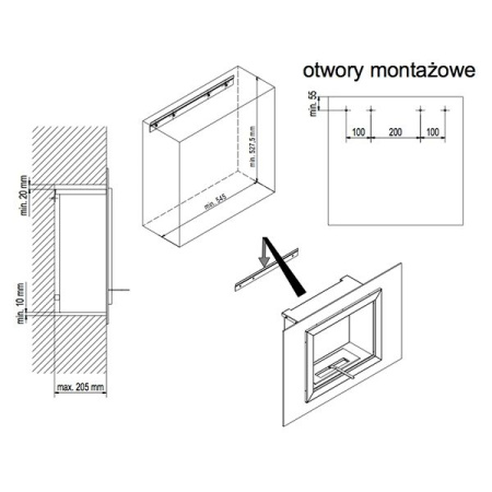 Биокамин настенный Kratki OSCAR черный