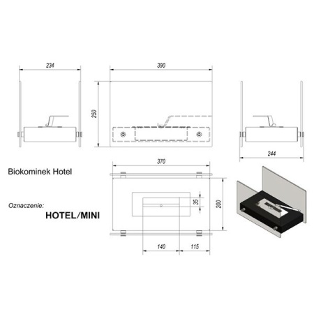 Биокамин настольный Kratki Hotel mini