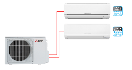 Мульти сплит-система MSZ-HJ25VA ER1*2 + MXZ-2HJ40VA ER1